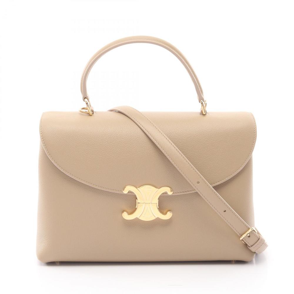 Celine Nino Handbag Beige Leather